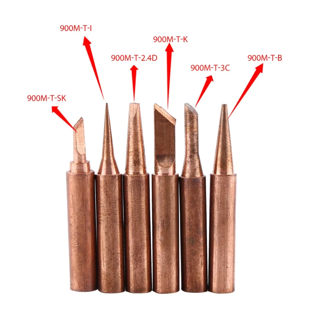 6 шт. Чистая медь 900M-T паяльник наконечник бессвинцовый для паяльной станции ПАЯЛЬНЫЕ НАКОНЕЧНИКИ soldeerbaut наконечник