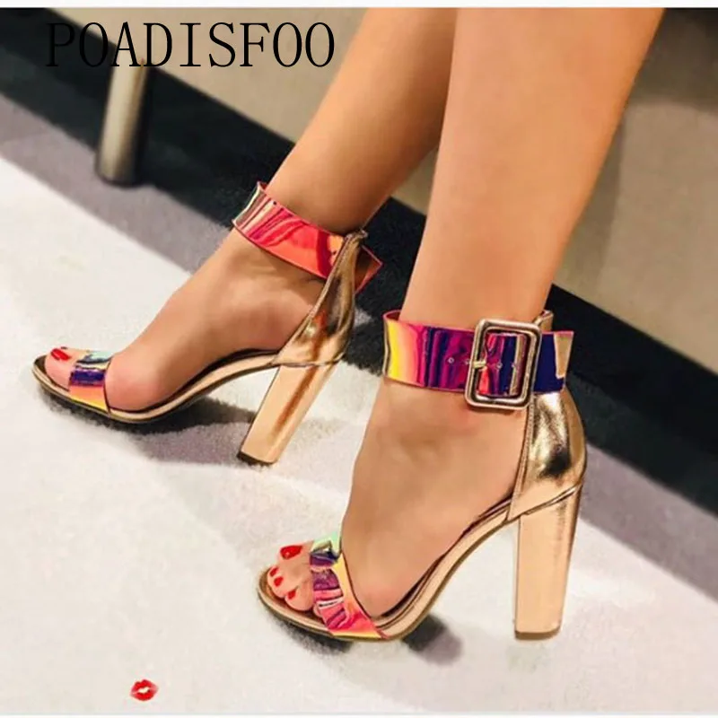 

LTARTA 2019 Sexy Square Heels Shoes woman Super High Heel Large Size Thick Sandals Buckle Roman women's Shoes ZL-FD895-33