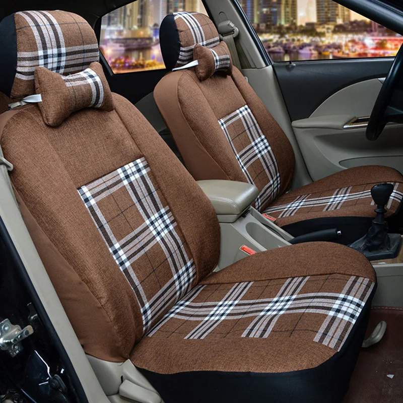 

Comfortable Linen Car Seat Cover O SHI CAR Universal Automobile Seats Cushion for Front and Rear Chair Four Seasons General