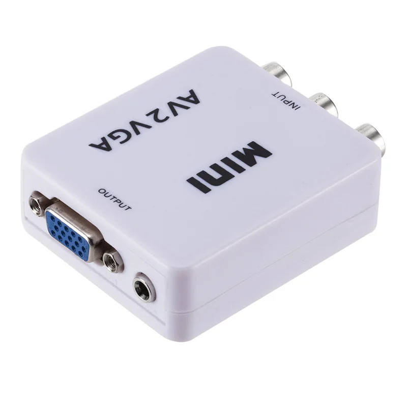  Mini HD AV2VGA Video Converter Convertitore Set-top Box AV a VGA Video Converter Conversor con 3.5m