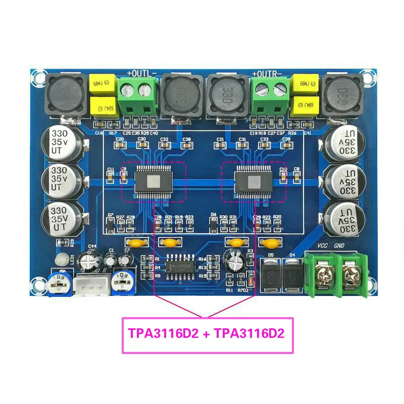 Aiyima Новый TPA3116D2 аудио усилитель доска Amplificador двухканальной Высокая Мощность цифровой усилитель доска 150 Вт * 2