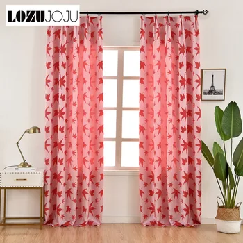 

LOZUJOJU Maple Jacquard New Design Drapes Curtain Semi Shade for Bedroom Windows Modern Style Fabric Green Living Room Elegant