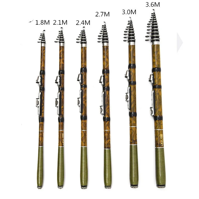 Армейская зеленая камуфляжная карбоновая спиннинговая удочка, M мощная телескопическая удочка для скальной рыбалки, удочка для карпа, удочки, 2,1 М-3,6 м