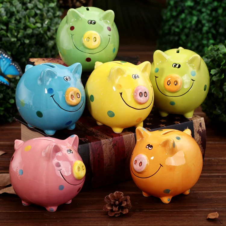 Creative colorful ceramic pig piggy bank children gifts money box kids