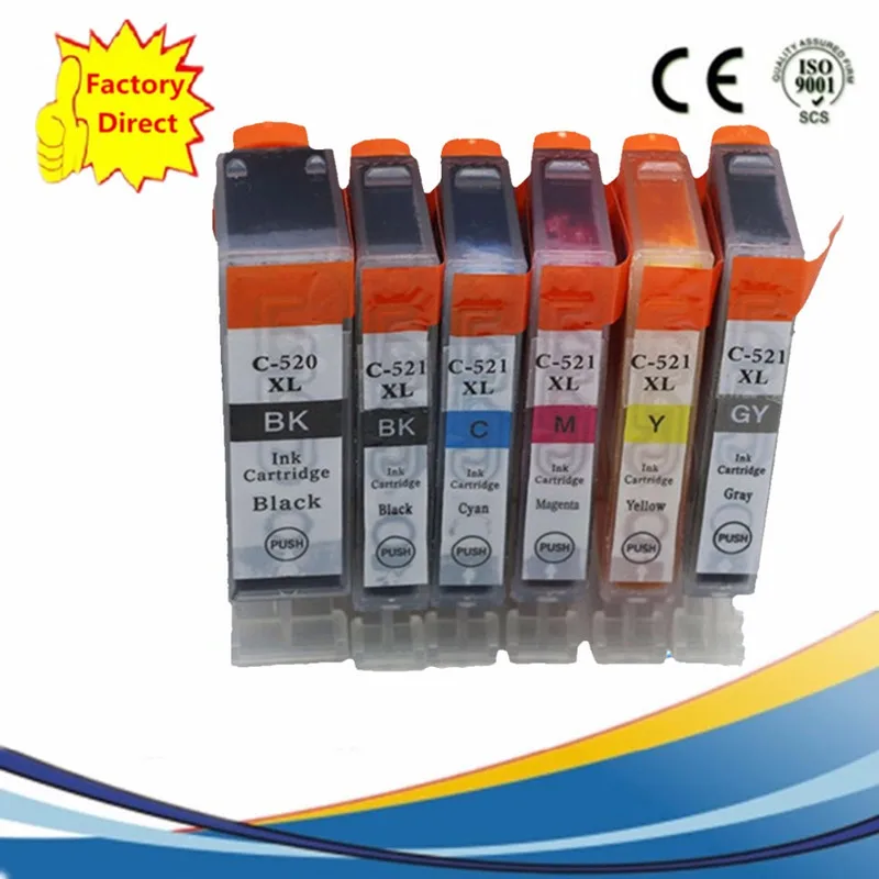 1SET 6PCS PGI 520 PGI520 PGI-520 PGI-520XL CLI521 XL струйные картриджи Замена для Canon Pixma MX-860 MX-870 MP-540 MP-550 MP-560 - Цвет: 1SET 6PCS