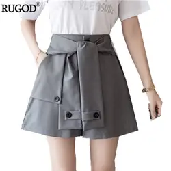 RUGOD/Новинка; шикарные широкие шорты с поясом и карманами для женщин; модные летние корейские шорты для девочек; офисные женские юбки; шорты;