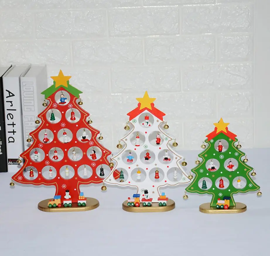 3D DIY 22-32 см мультфильм деревянные Рождество елки Рождественский подарок украшение стола snowflak дома партия Декор
