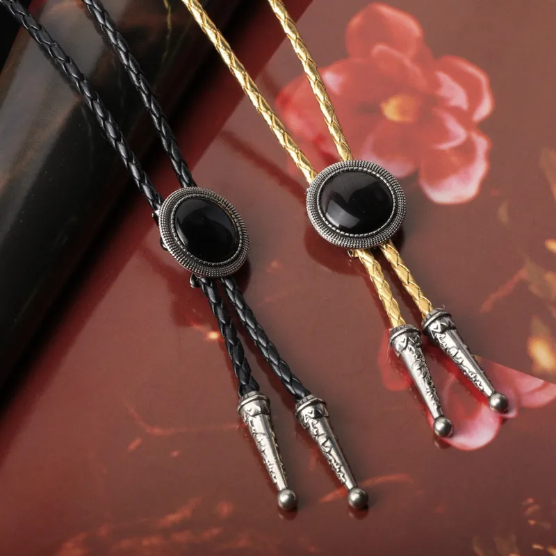 

24 Pcs/Lot Bolo Bola Tie Opal Pendants Jewelry Collier Femme For Women Boho Vintage Opal Maxi Colar Leather Bulk Wholesale