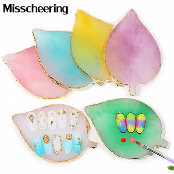 

1Pcs Leaf Design Practice Display Nail Palette Natural Resin Gel Polish Color Board Stand Showing Shelf Manicure Nail Art Tools
