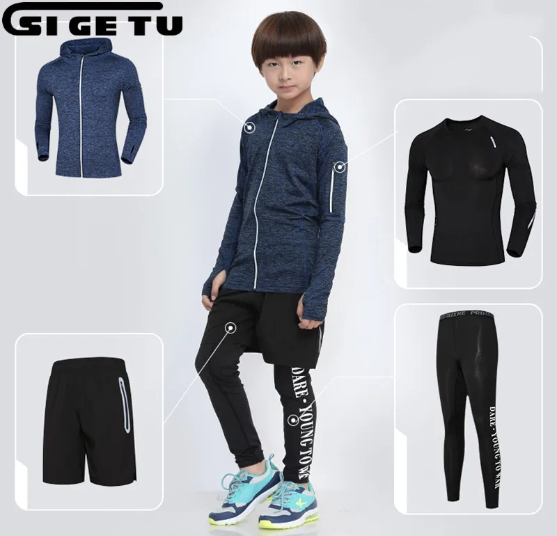 

2018 Sports Training Suit Set Football Jerseys Soccer Men Kids Tracksuit Long Sleeve Winter Tracksuit Warm 4pcs Sport Suits