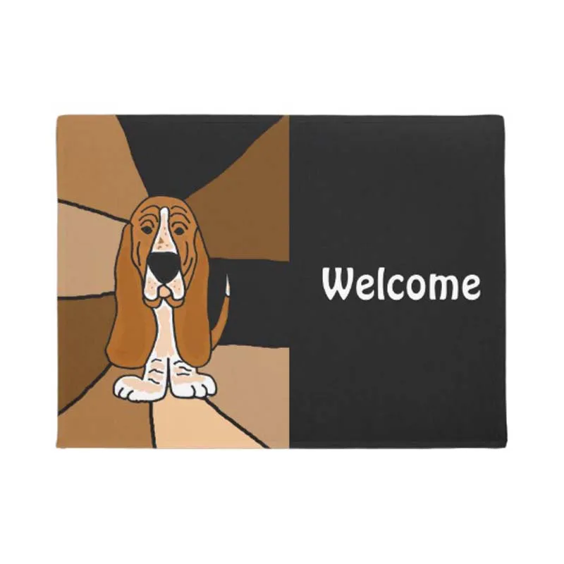 

Funny Basset Hound Dog Welcome Doormat Home Decoration Entry Non-slip Door Mat Rubber Washable Floor