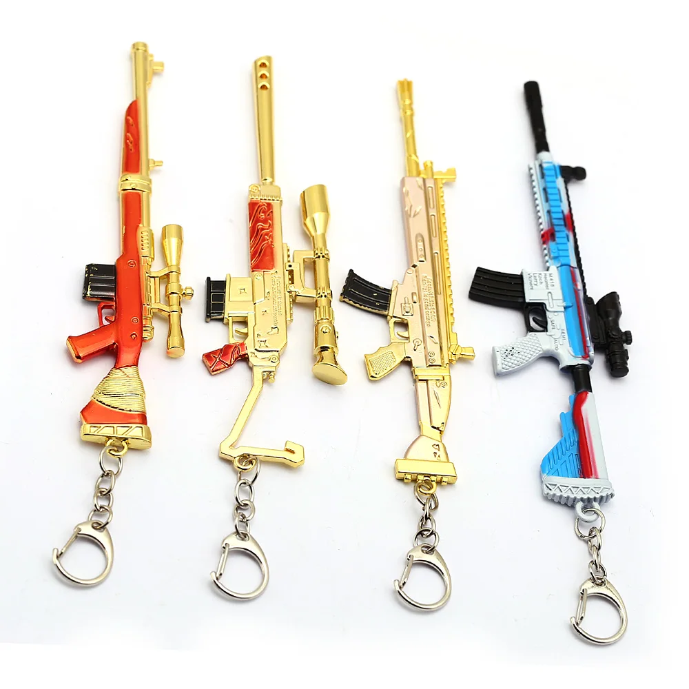 

New PUBG 17cm Gun Model Key Chain Playerunknown's Battlegrounds Keychain Ring Revolver Portachiavi Key Holder Men Jewelry