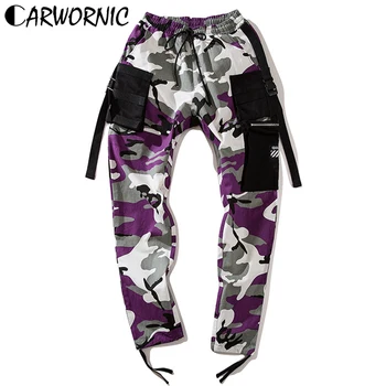 

CARWORNIC Camo Harem SweatPant Men Casual Multi Pocket Camouflage Hip Hop Streetwear Pant Army Tatical Jogger Cargo Long Trouser