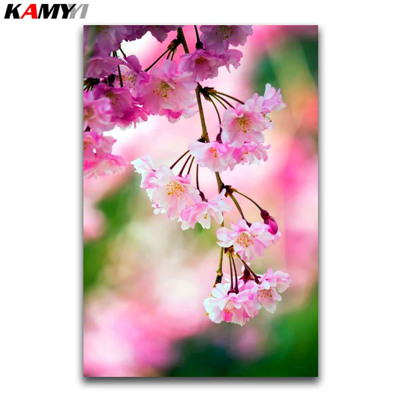

Full Square Diamond painting tree DIY 3d Diamond mosaic Pink peach Full Round Diamond embroidery Cross stitch flowers