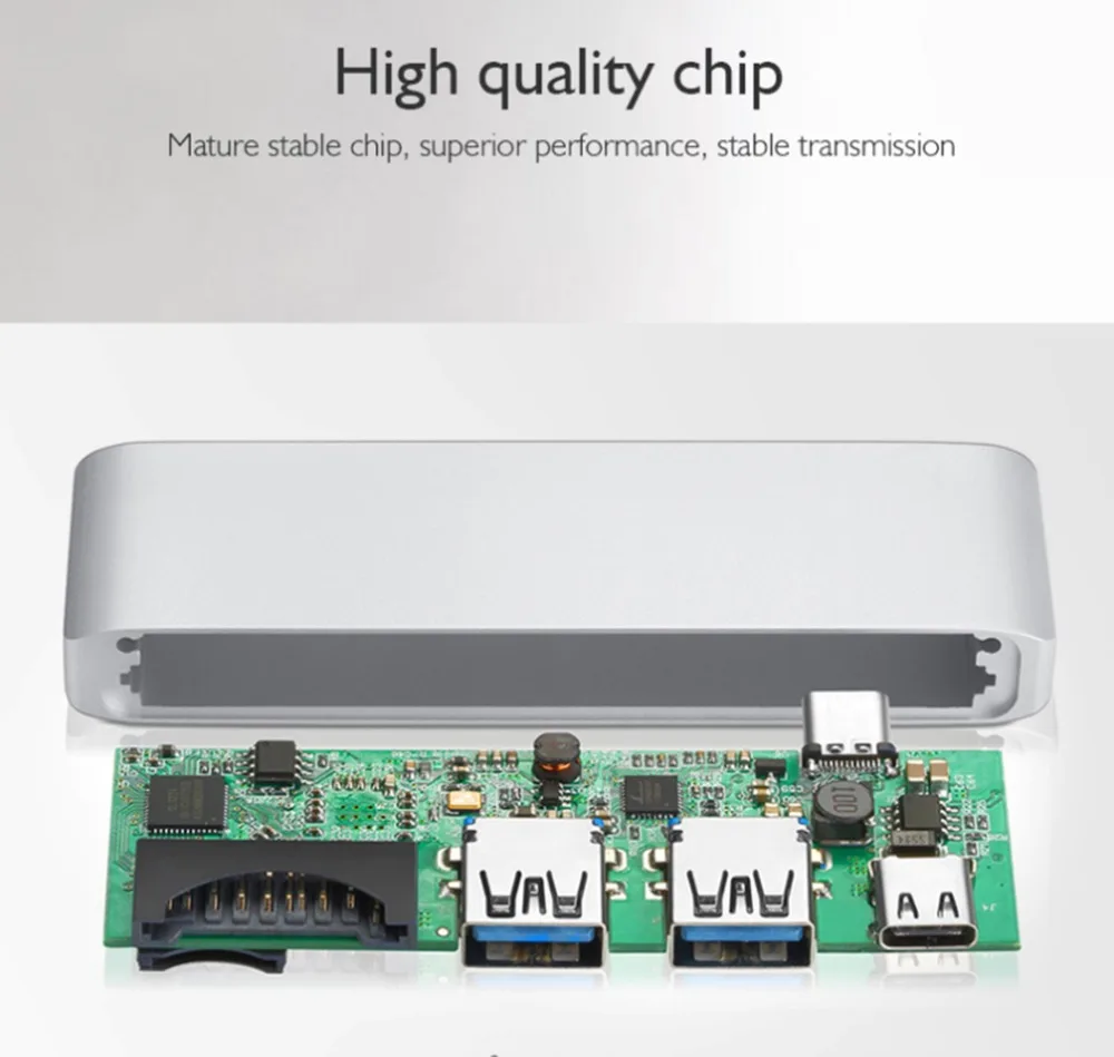Usb type C концентратор адаптер 5 в 1 многопортовый USB 3,0 type-C адаптер с 2 usb-портом, SD/микро кардридер и USBC зарядный порт, Ty