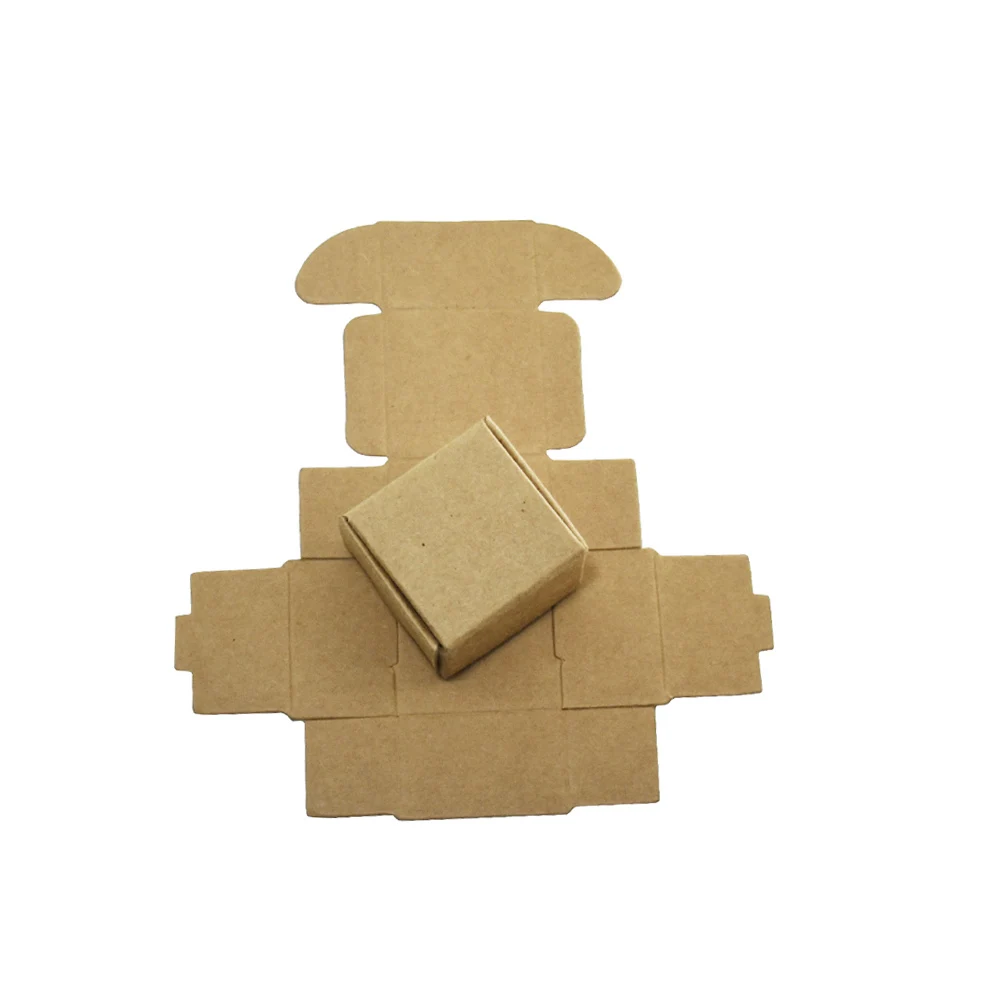 

50Pcs Mini Kraft Paper Box Party Gift Earring Ring Decoration Package Small Paperboard Boxes Retail Foldable Brown Cardboard Box