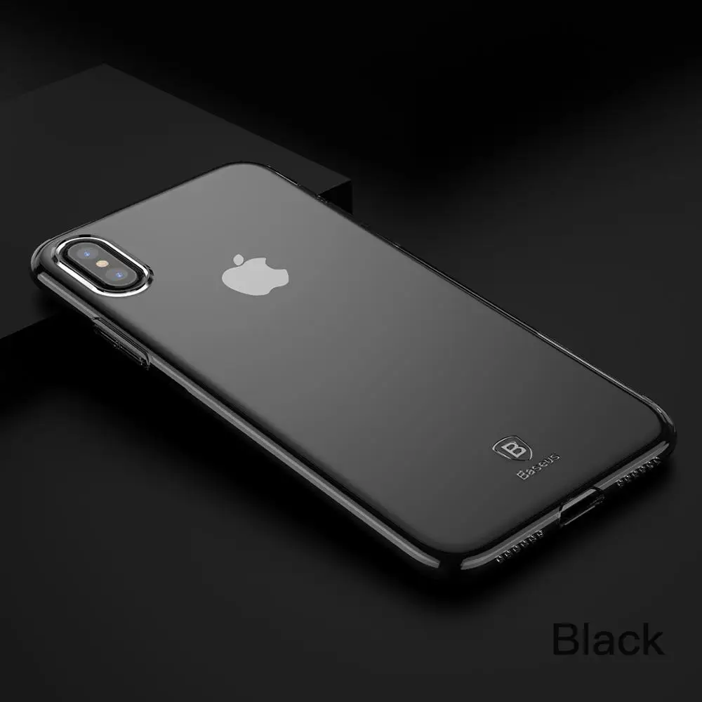 Чехол Baseus для iPhone X, Ультратонкий Мягкий силиконовый чехол для iPhone X, противоударный защитный чехол, аксессуары для телефонов - Цвет: black