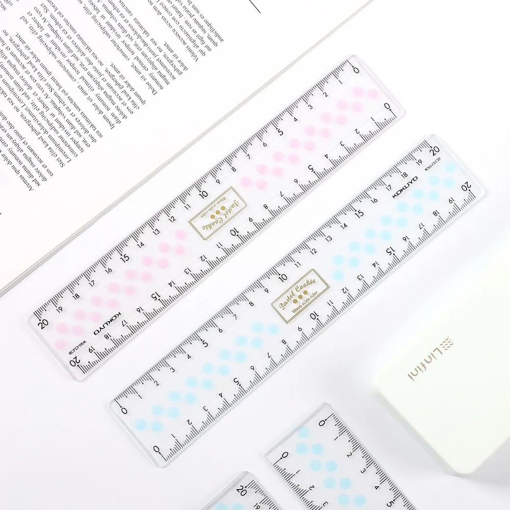 

1pc KOKUYO Simple Style 15cm 20cm Transparent Acrylic Ruler Simple Ruler Square Ruler Cute Stationery Drawing Supplies