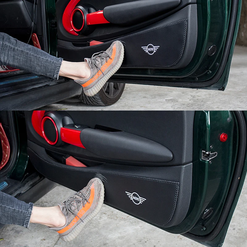 Цена Микрофибра кожа автомобиля внутренняя дверная панель Защита Анти Kick пленка наклейка для Mini Cooper R56 R60 F54 F55 F56 F60 земляк