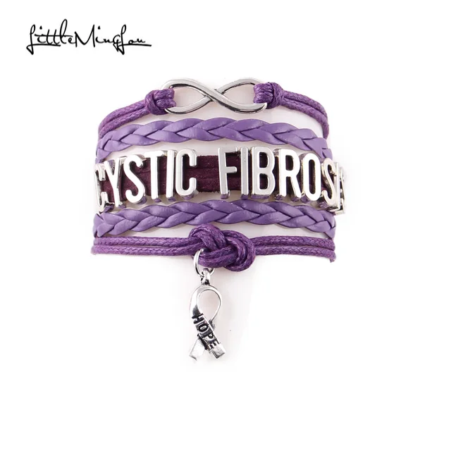 Little Minglou Infinity Hope Cystic Fibrosis Bracelet Ribbon Charm Little Minglou Infinity Hope Cystic Fibrosis Bracelet Ribbon Charm Awareness Leather Men Bracelets Bangles For