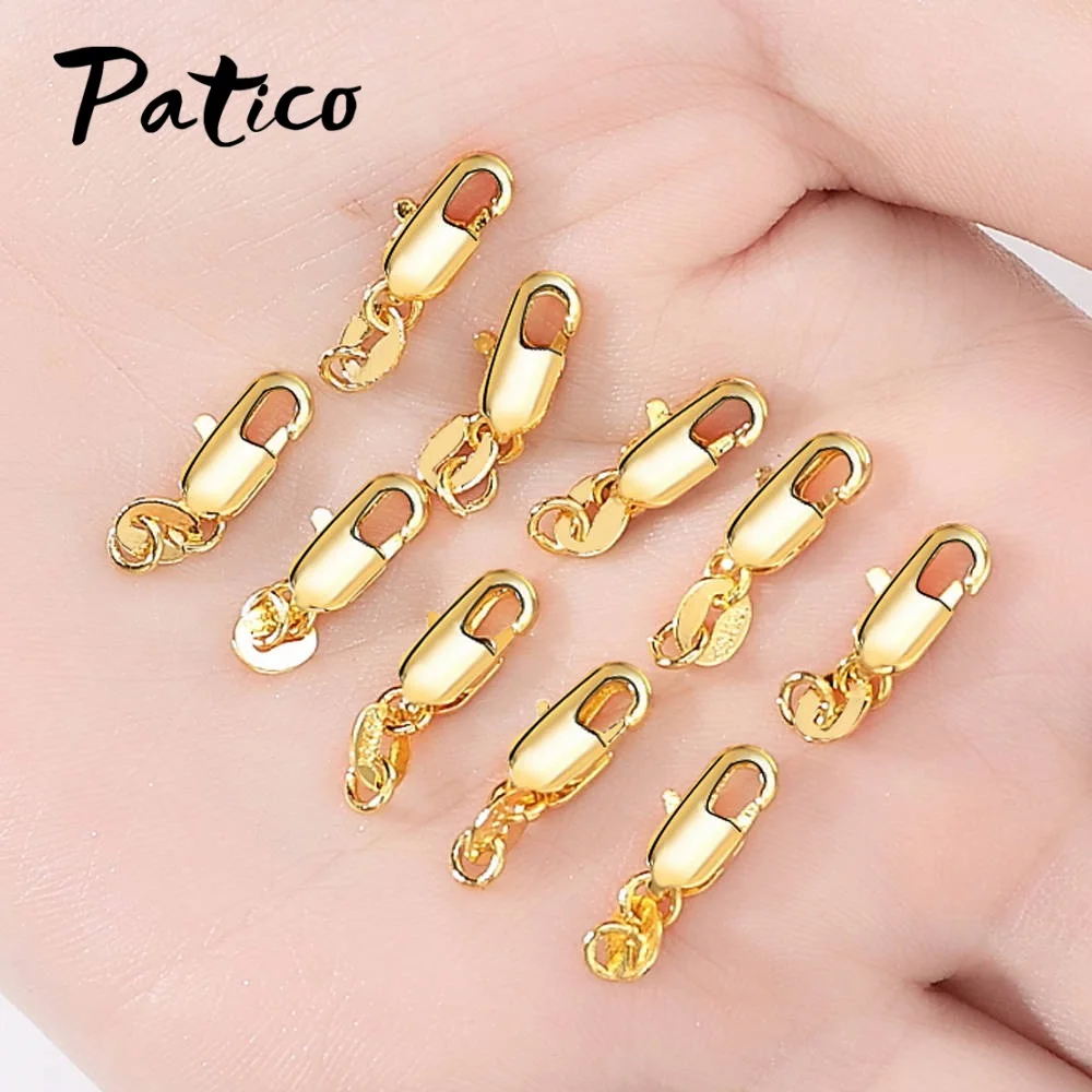 

Wholesale 10pcs/lot 925 Sterling Silver Gold Hooks Lobster Clasps Handmade DIY Jewelry Making Finding Connectors For Necklace