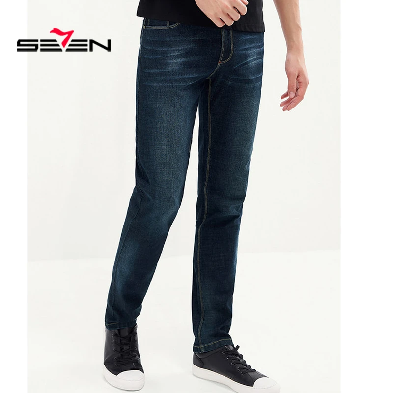 Seven7 clásico jeans pantalones para hombre Pantalones fit Hombre jeans pantalones recto Casual elasticidad pantalones Pantalones vaqueros| - AliExpress