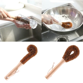

Coconut Palm Hair Brush Household Cleaning Brush Kitchen Long Handle Pot Brush Non-Stick Oil Bowl Brush Wash Cup Tweezers