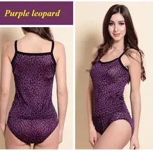 Натуральный шелк трикотажные Фиолетовый леопардовая расцветка Спагетти ремень майка, трусики комплект, Чистое Шелковое трикотажное женское нижнее белье комплект