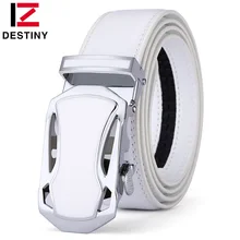 DESTINO de La Correa Hombres de Lujo Famoso Diseñador de la Marca de Alta Calidad Blanco Correa de Cuero Genuina Masculina Automática Hebilla de Cinturón Ceinture Homme