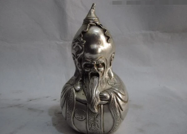 

USPS to USA S3241 7 Chinese copper silver plating the god of longevity calabash fengshui Statue