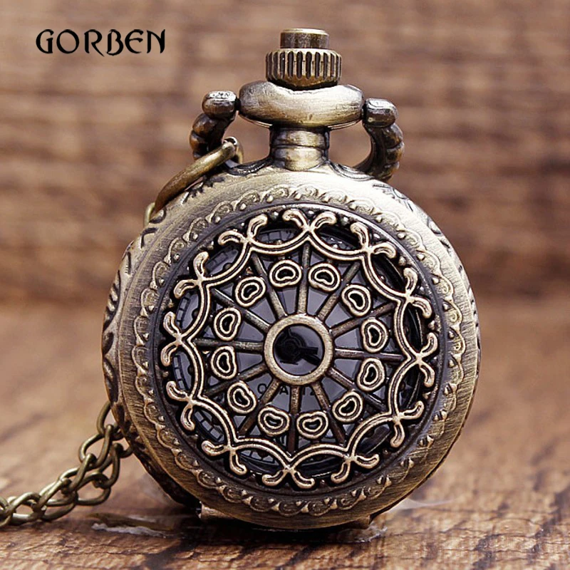 

Mini Small Quartz Pocket Watch Vintag Retro Hollow Spider Web Pocket fob watch Necklace Pendant Chain Men Gift Relogio De Bolso