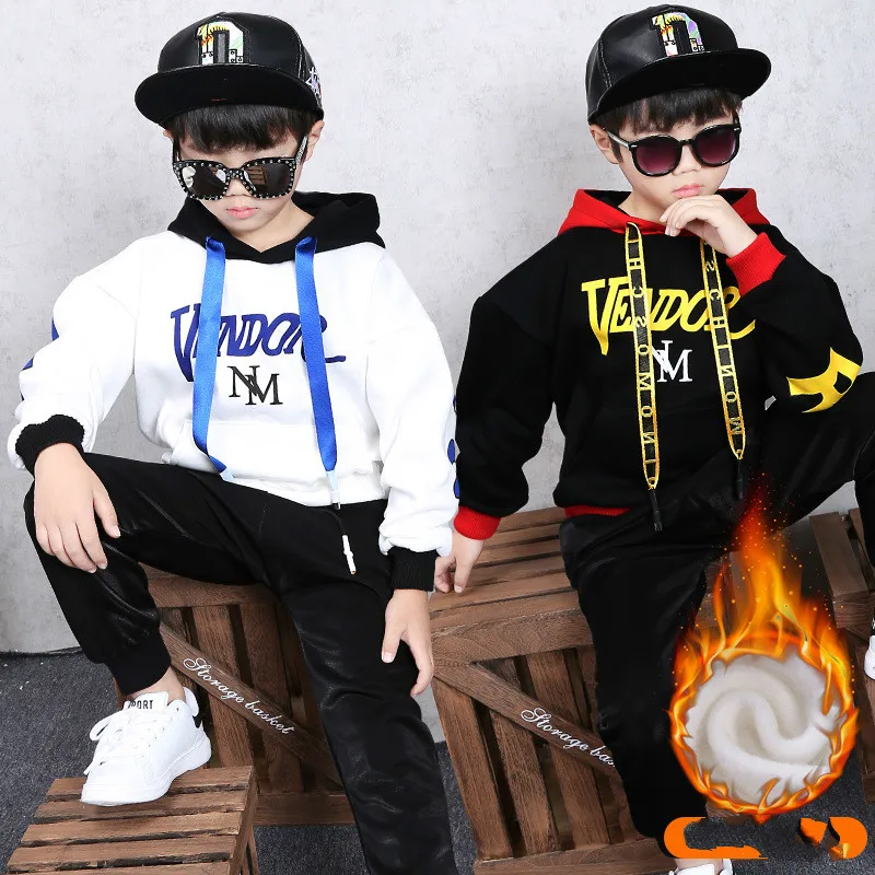 

Big Boys Winter Sweatshirts Kids Velvet Thickened Hoodies 2018 New Autumn Winter Warm Jacket Children Clothes Outfit 4-17T