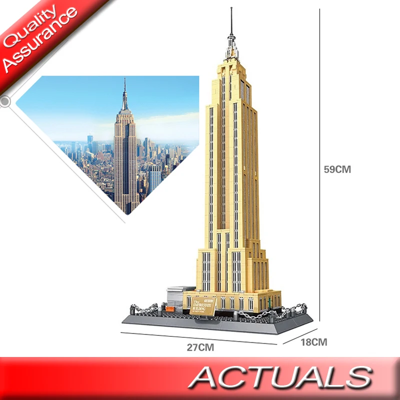 

Wange 5212 1995pcs NewYork Empire State Building Building Blocks DIY Bricks Children Toys Compatible with Lego Architecture MOC