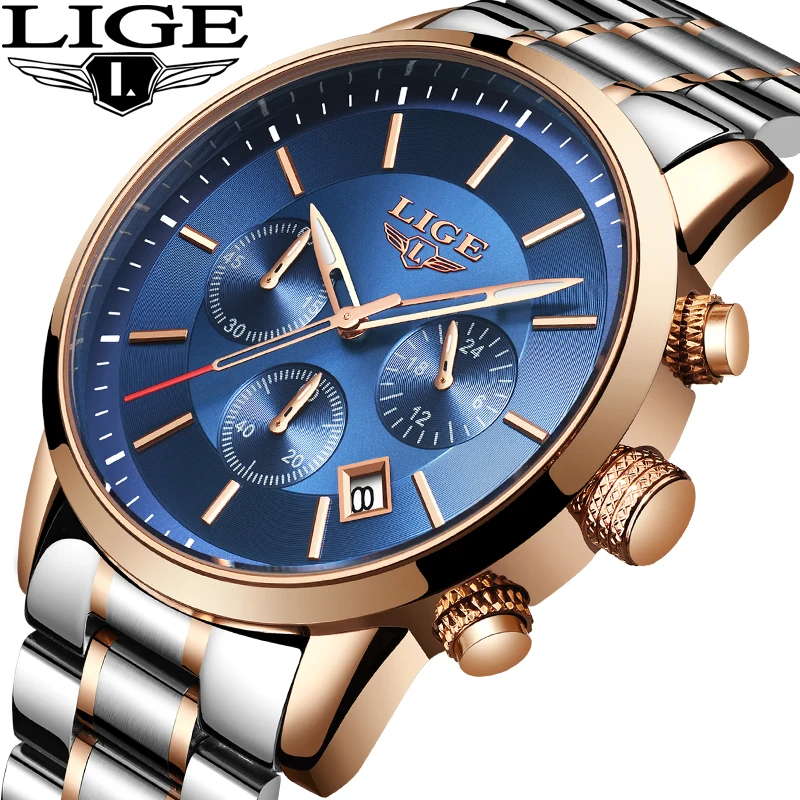 

2019 LIGE New Stainless Steel Waterproof Men Watches Fashion Business Watch Men Top Luxury Brand Relogio Masculino Montre Homme
