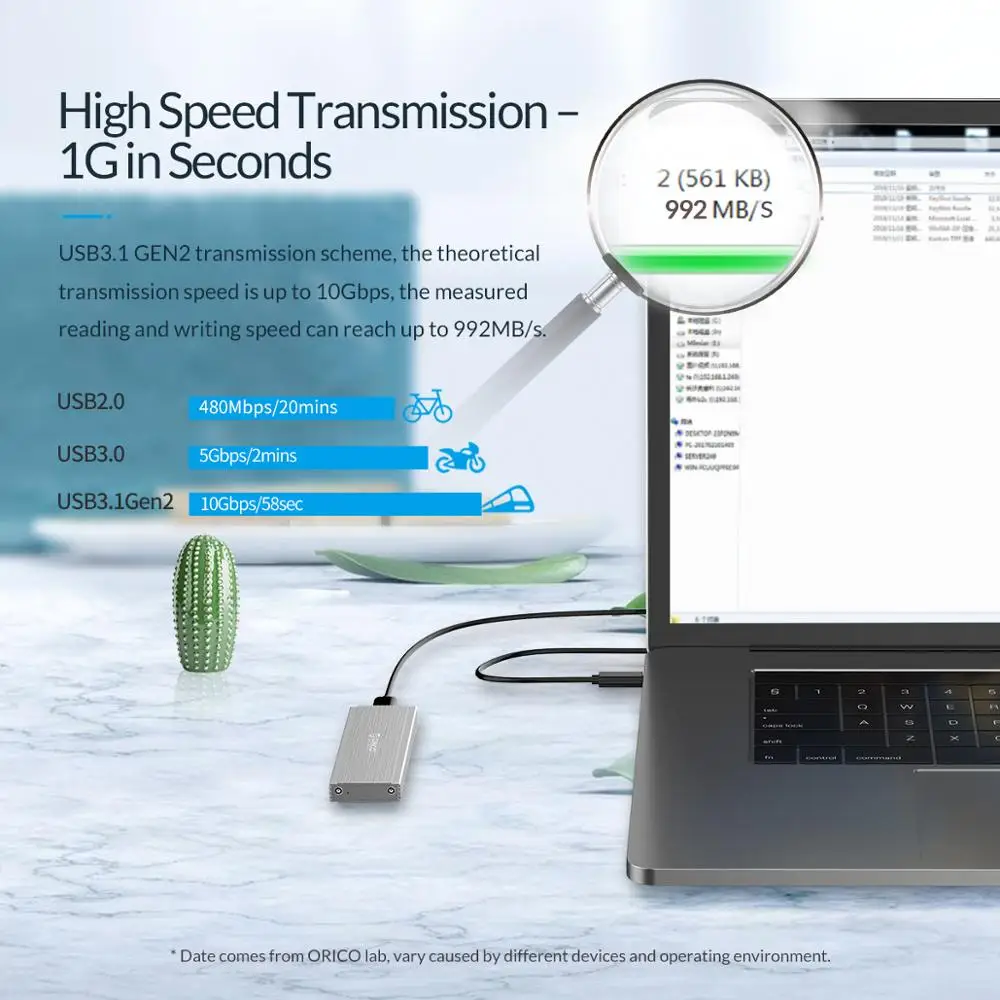 Чехол ORICO Nvme NGFF M.2 SSD 10 Гбит/с USB C корпус жесткого диска с кабелем Type поддержка