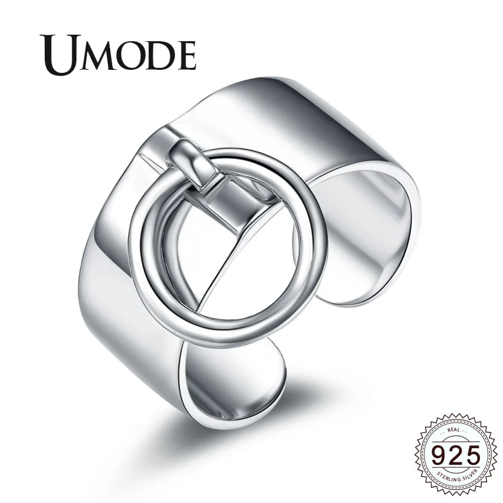 

UMODE 2019 New 925 Sterling Silver Big Luxury Open Rings for Women Fashion Adjustable Ring Jewelry with Loop Party Gifts ALR0323