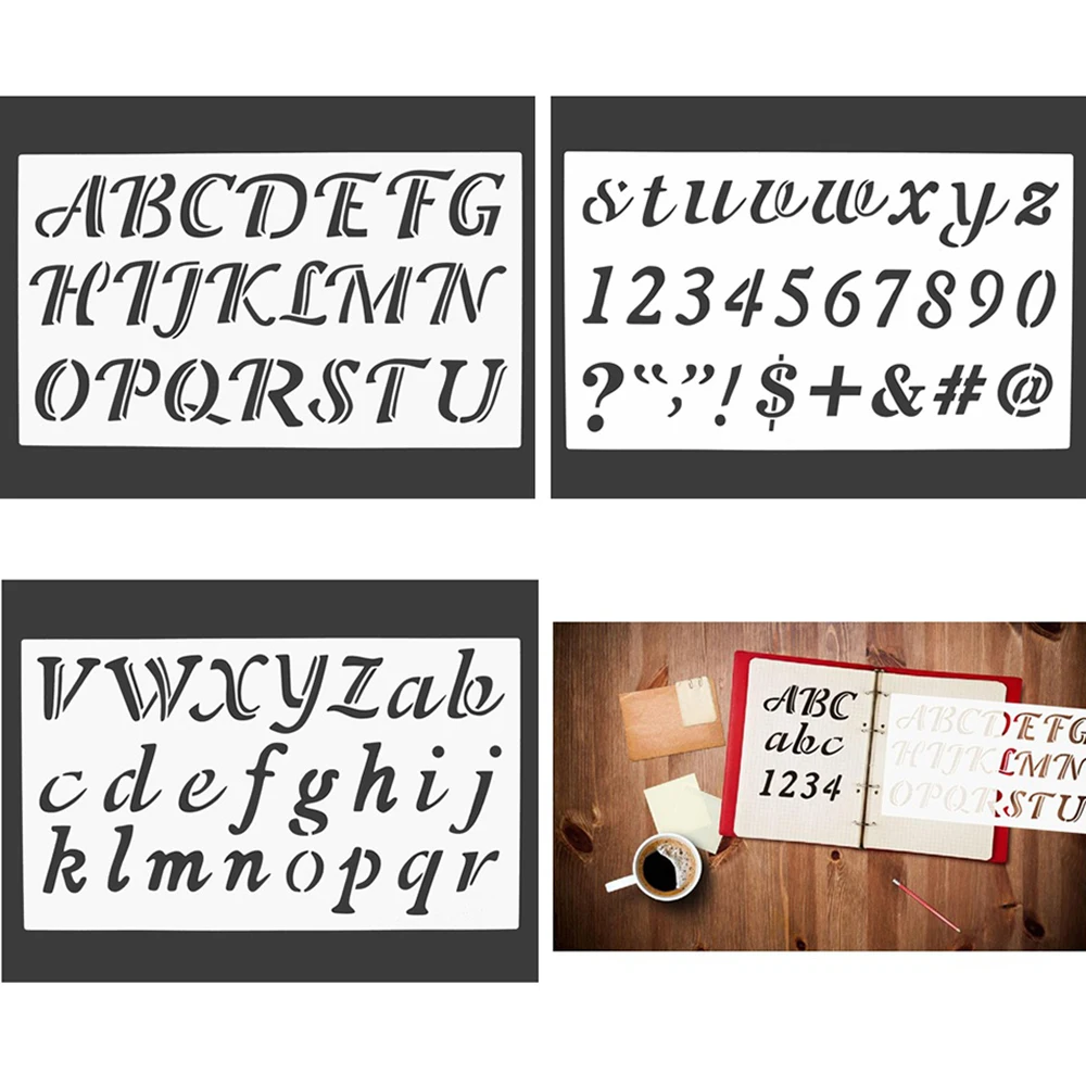 3 шт./компл. DIY изучение алфавита Шаблон Линейка блокнот дневник скрапбук шаблон для рисования трафарет раннее образование на английском языке