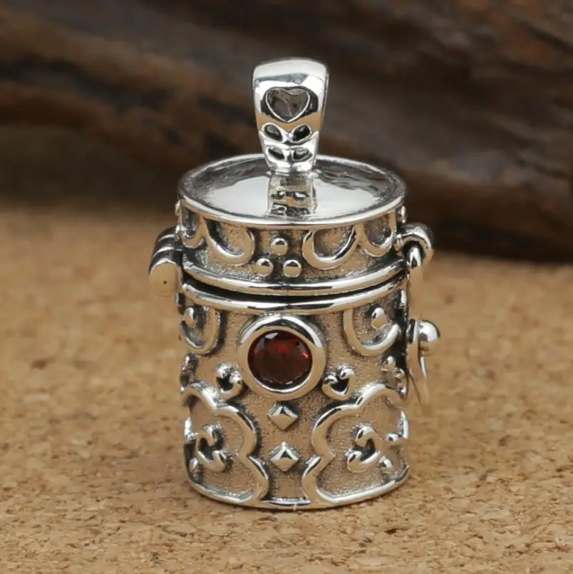 

925 sterling silver garnet box pendant jewelry(FGL)