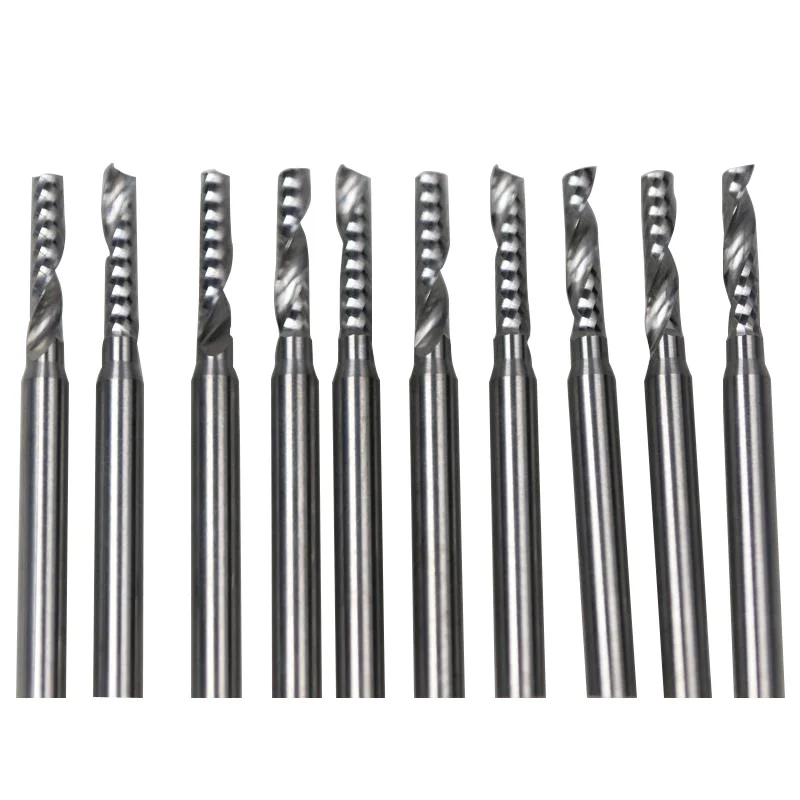 

High Precision Grind!High Quality!10pcs 3.175*2.5*12mm Single Flute Spiral CNC Router Bits Soild Carbide One Spiral Flute Bit