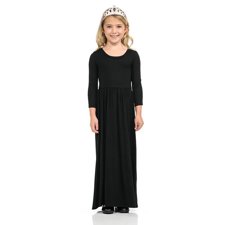 

Spring Autumn Fashion Green Blue Black Clothes Rayon Silk Girls Long Dress Trend Girls Beach Maxi Kids Party Princess Dresses