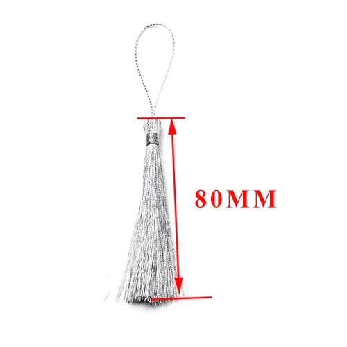 50 шт./лот 80 мм Очаровательные золотые и серебряные хлопковые шелковые кисточки для сережек Подвески Сатиновые кисточки Diy ювелирных изделий