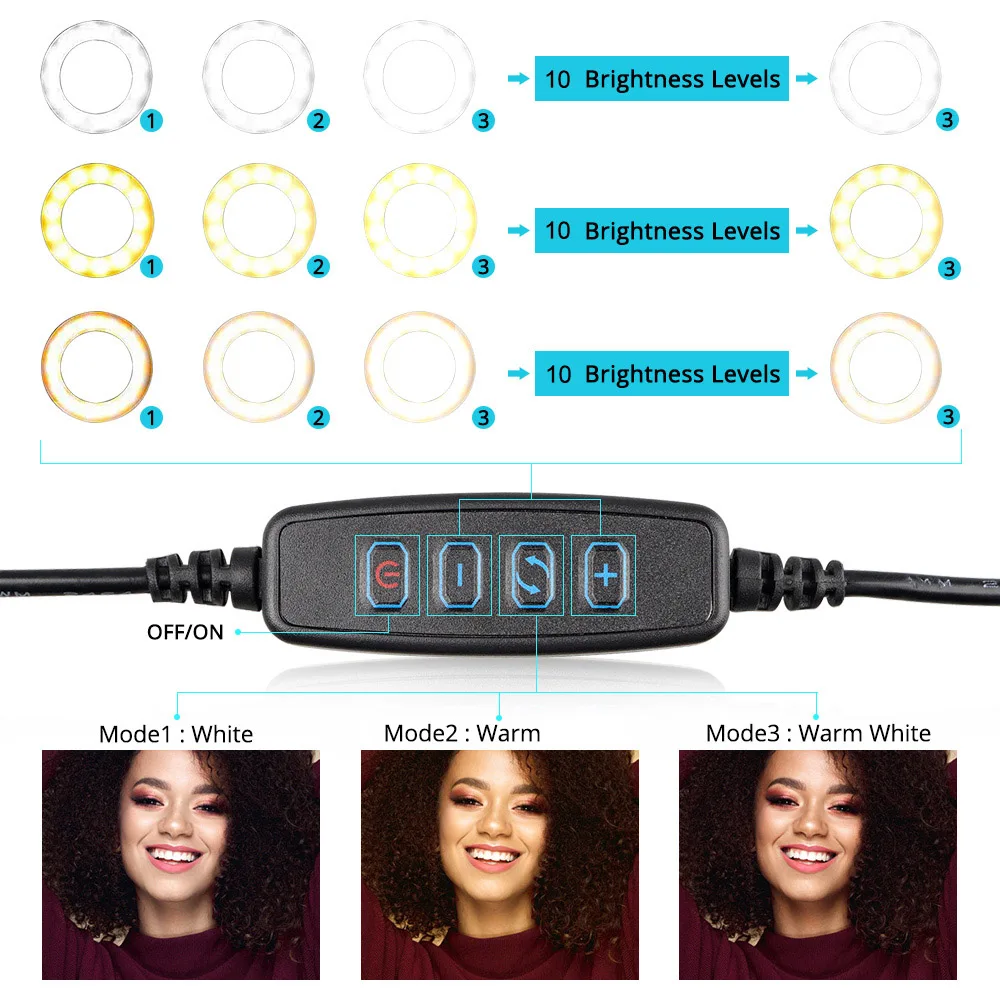 10 дюймовый светодиодный кольцевой светильник для студийной фотосъемки Камера свет фотография вспышка для видео с регулируемой яркостью света для Youtube селфи держатель штатива