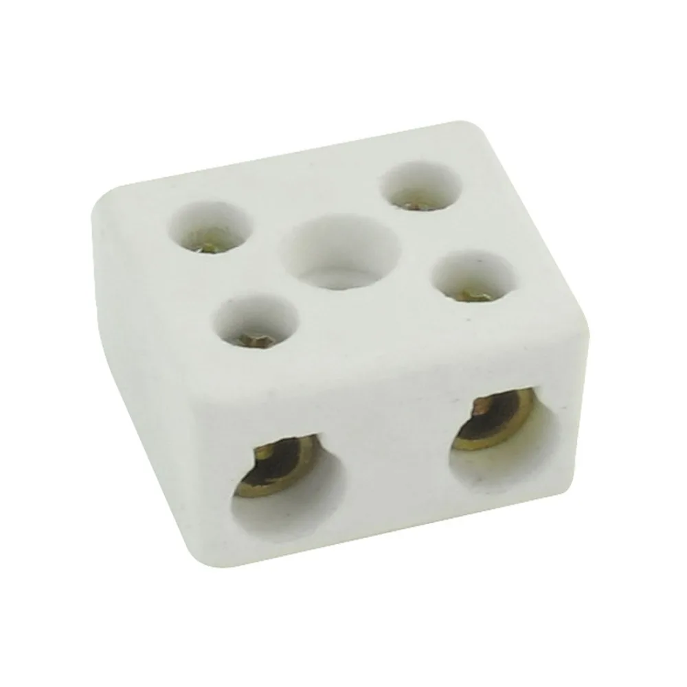 

High Quality Wire Connector AC 220V 30A 2 Position 5 Hole Dual Row Ceramic Terminal Block 32x29x18mm White