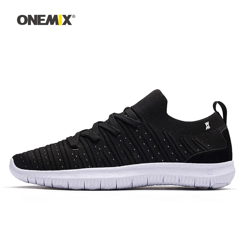 Onemix Для мужчин кроссовки для женский, черный носки Мокасины сетка дизайнерские Дышащие Беговые кроссовки Открытый Спорт Прогулки