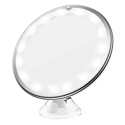 10X увеличительный, светодиодный макияж зеркало настольная круглое косметическое зеркало с присоской (белый) 360 360 Поворотный гибкий