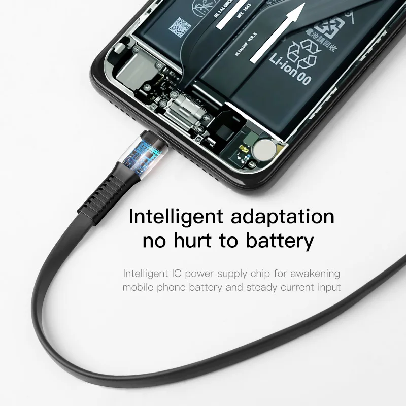 Baseus كابل صغير مسطح بمنفذ usb سريع شحن كابل بيانات لسامسونج A8 A7 2018 شاحن هاتف محمول يعمل بنظام تشغيل أندرويد شاحن الحبل مايكرو كابل يو اس بي