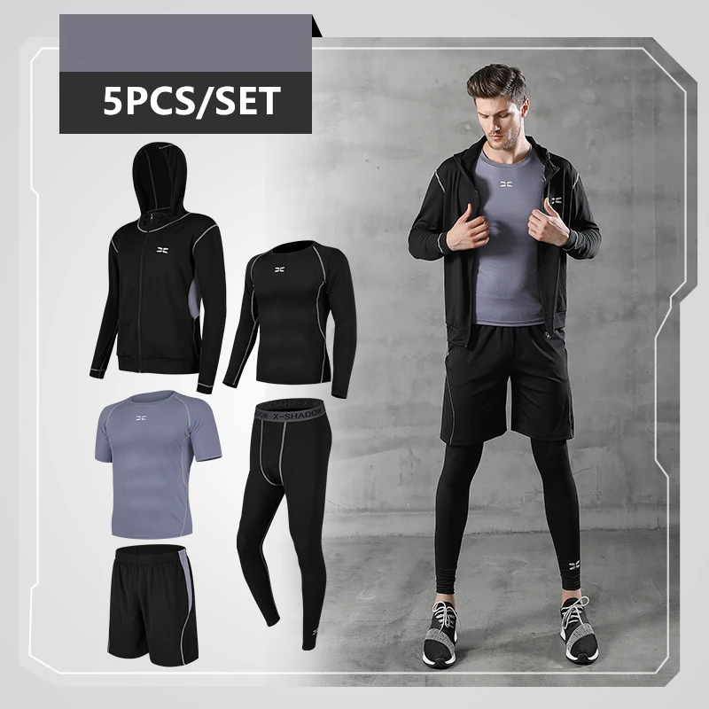 Летний набор для бега, мужской спортивный костюм, одежда для спортзала, фитнеса, компрессионная одежда для баскетбола, бега, бега, тренировок, нижнее белье, спортивная одежда