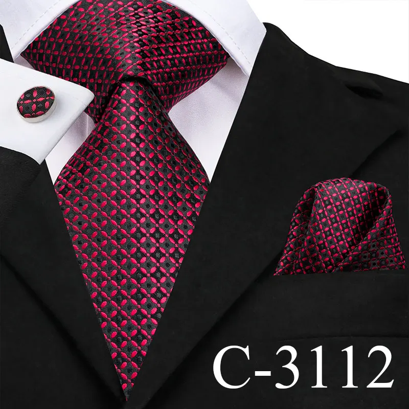 Men Blue Ties Plaid Silk Woven Necktie Checked Neck Tie Hanky Cufflinks Set Ties Gift for Wedding Party Business Hi-Tie C-3525