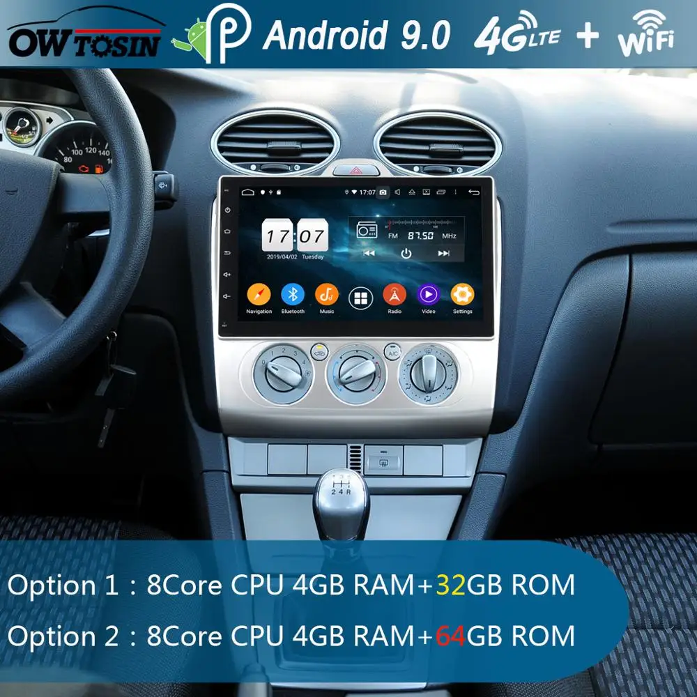 

Android 9.0 8 Core 9"IPS 4G RAM+64G ROM Car DVD Radio Player GPS For Ford Focus 2007 2008 2009 2010 2011 DSP CarPlay Parrot BT