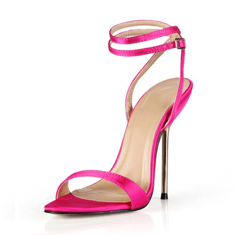 

Heel sandals Models walk in stilettos with metallic straps 10 cm 12 cm high party shoes